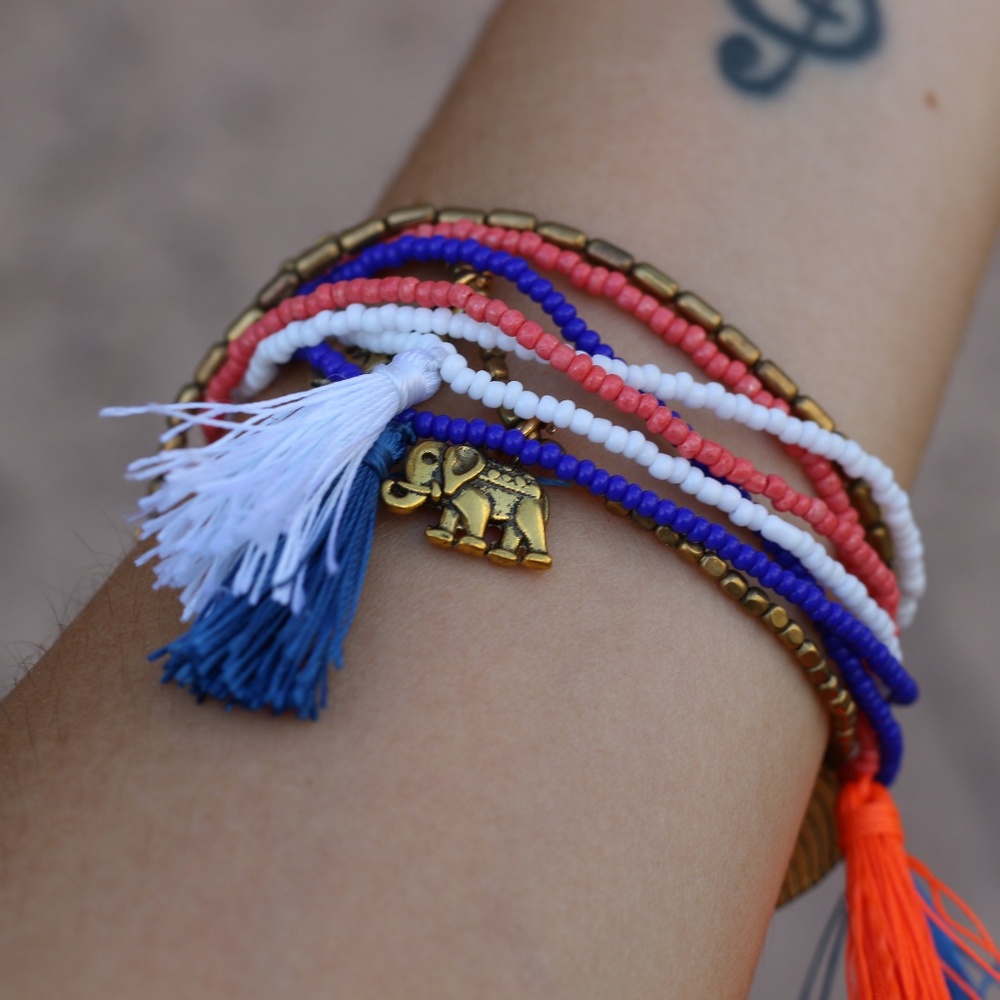 🚨SALE🚨Boho Beaded Charm elephant Bracelet Tassel